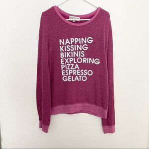 💜Wildfox Fuchsia Italy Bikini Gelato Sweatshirt S